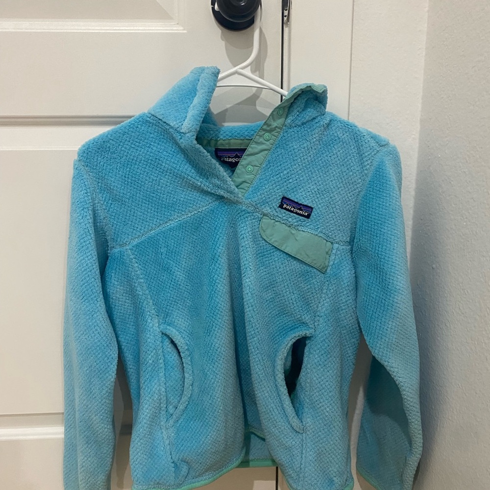 Patagonia Blue Fleece Hoodie Sweatshirt